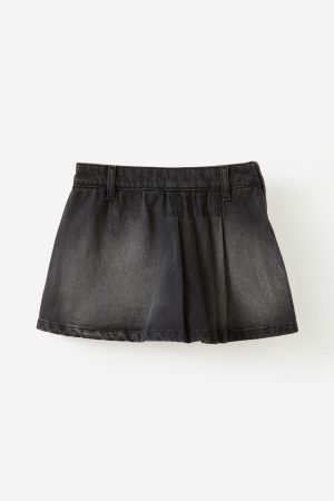 Pleat Front Denim Skort
