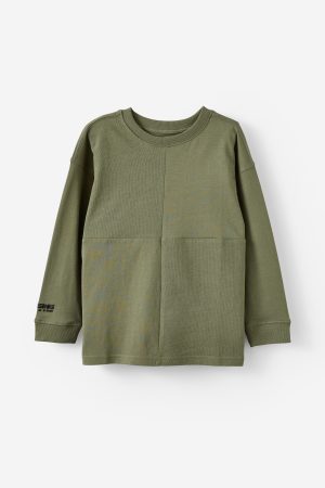 Long Sleeve Textured Splice Tee