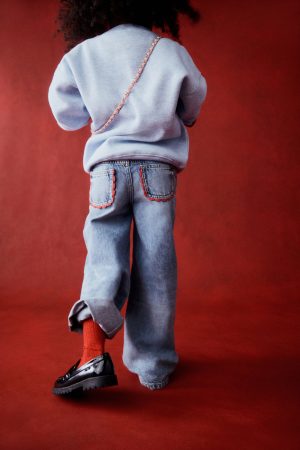 Embellished Super Wide Denim Jean