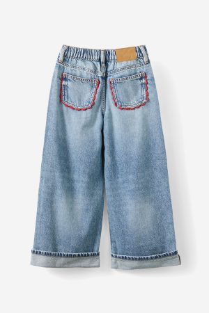 Embellished Super Wide Denim Jean