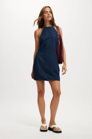 Halter Denim Mini Dress