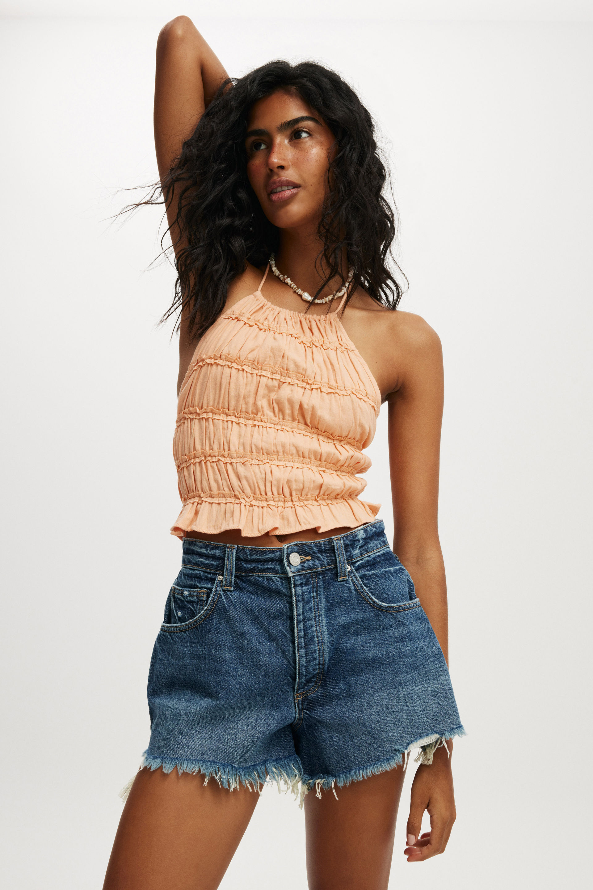 Multi Frill Detail Halter Top