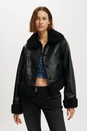 Peggy Faux Fur Trim Jacket