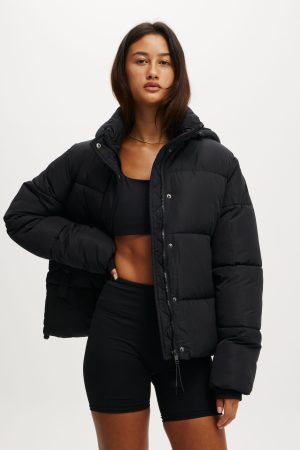 The Mother Puffer Removable Hood Jacket