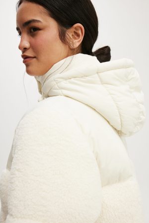 The Mother Puffer Sherpa Hood Jacket