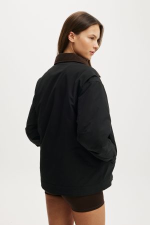 Contrast Collar Oversized Jacket