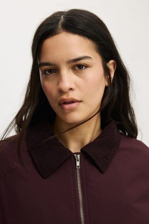 Contrast Collar Oversized Jacket