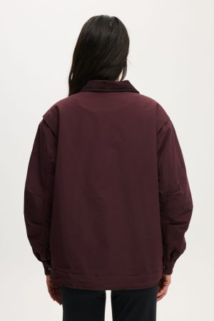 Contrast Collar Oversized Jacket